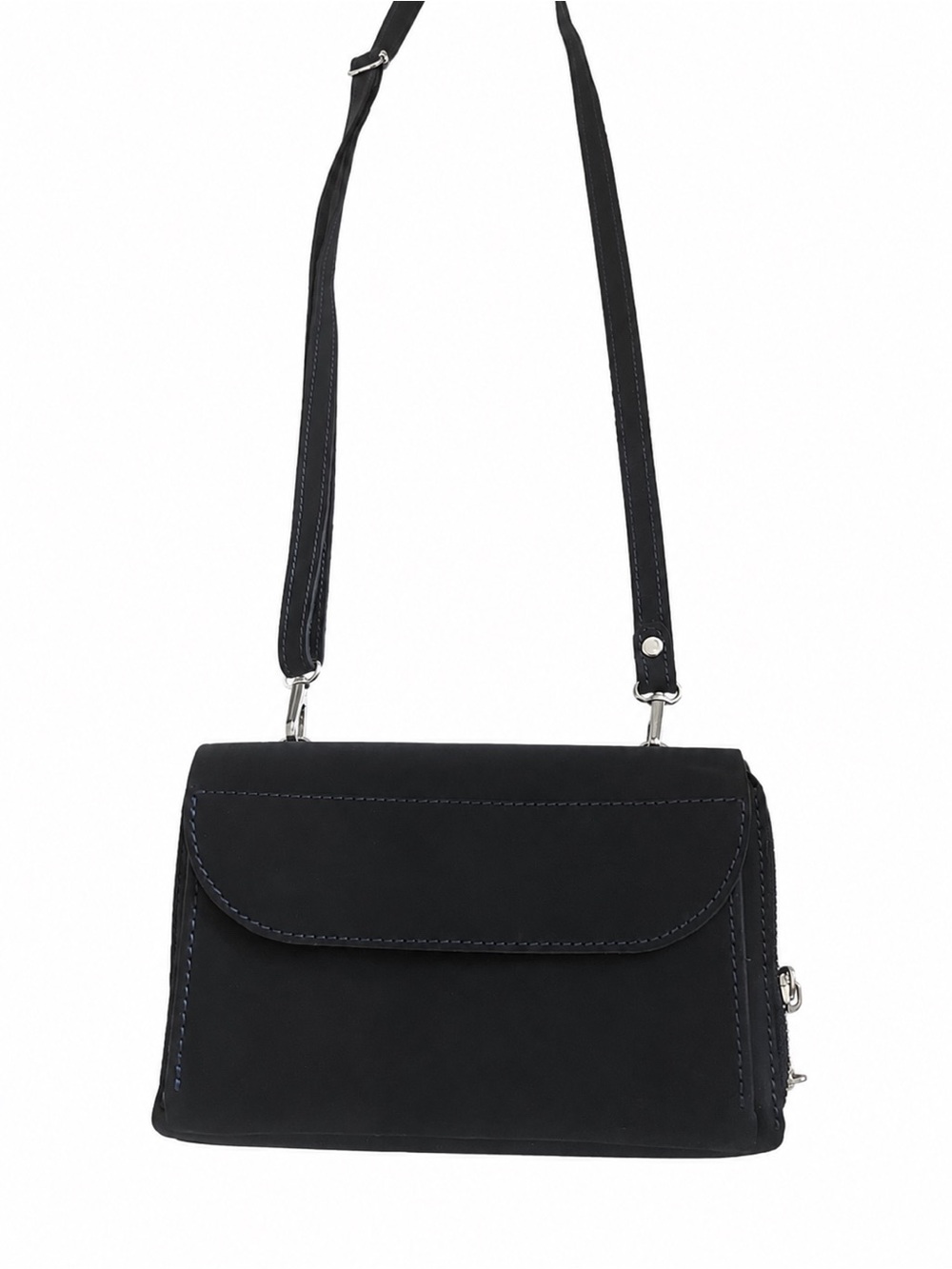 Elegant Dark Navy Vegan Leather Crossbody Organizer Bag – New